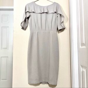 SIMPLE Made in EU Light grey ruffle pleaded sheath dress womens size 4